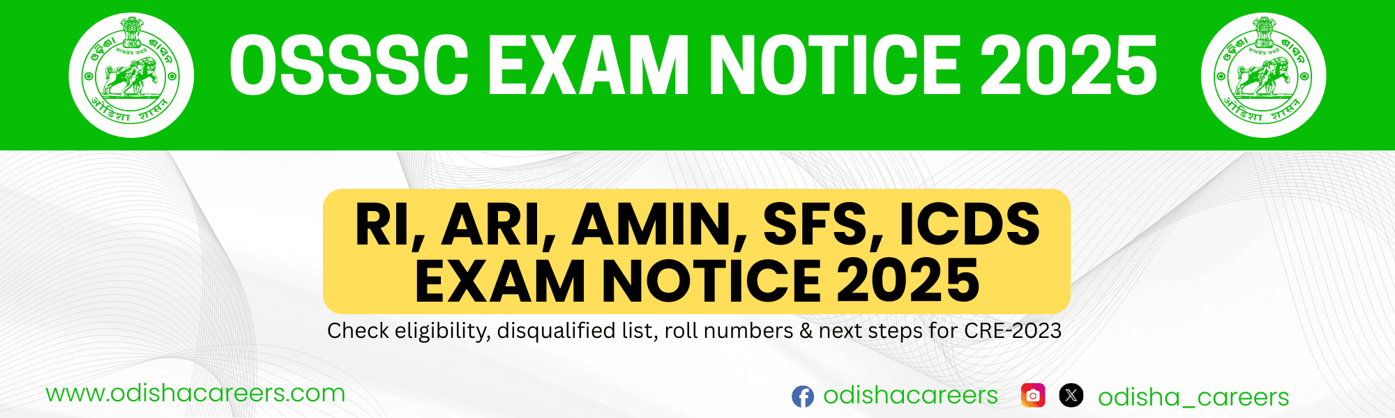 OSSSC RI ARI Amin Supervisor SFS Exam Notice 2025