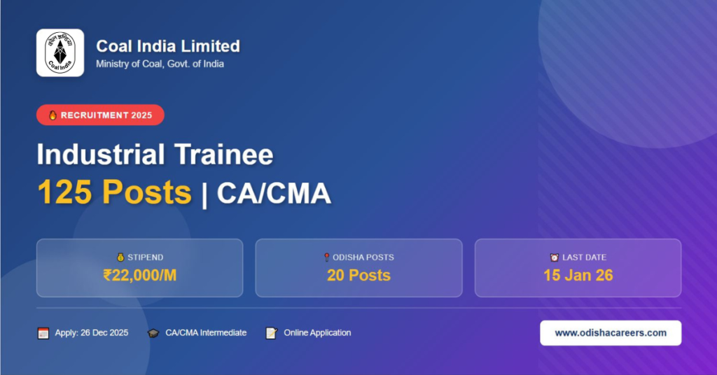 Coal India Industrial Trainee Recruitment 2025