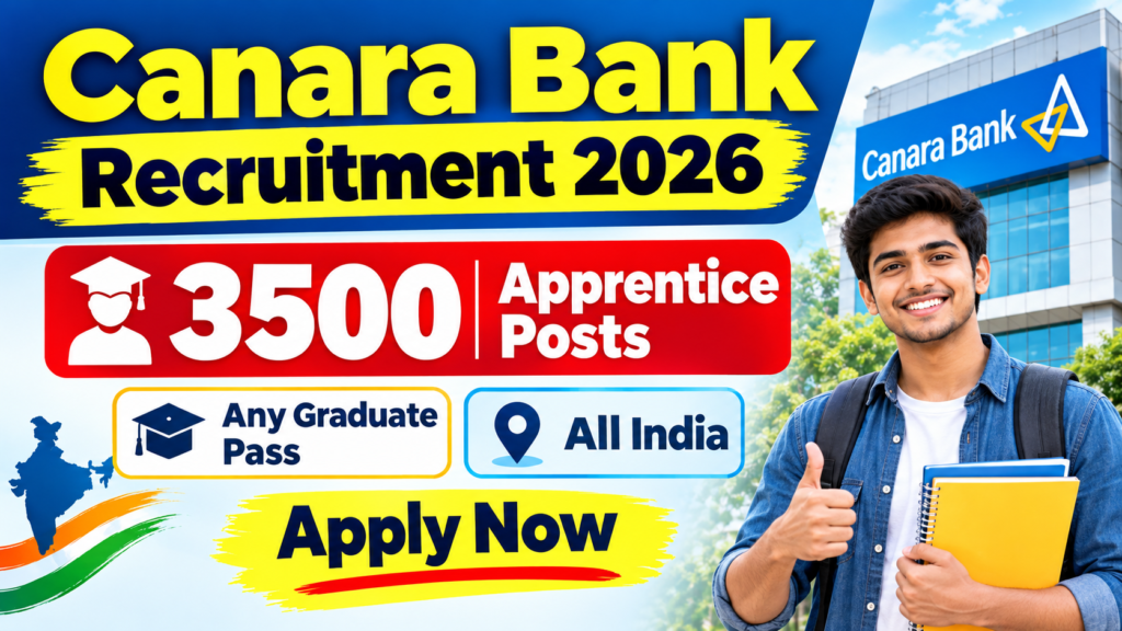 Canara Bank Apprentice Recruitment 2026: Apply Online for 3,500 Posts